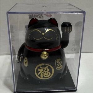 Solar Lucky Cat Waving Arm Solar Toy-Black,2” Tall,New